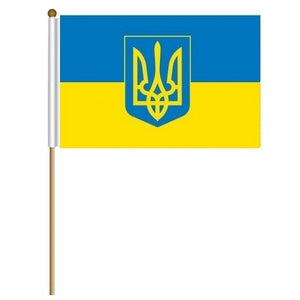 12"x18" Ukraine Flag with Tryzub