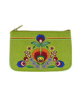 Embroidered Polska Flower Coin Pouch