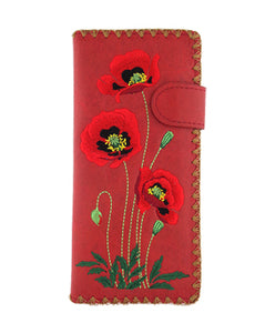 Large Embroidered Poppy Wallet