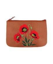 Load image into Gallery viewer, Embroidered Poppy Pouch