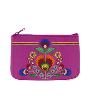 Load image into Gallery viewer, Embroidered Polska Flower Coin Pouch- Purple