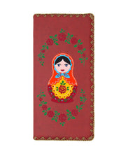 Load image into Gallery viewer, Embroidered Matryoshka Doll Large Wallet- Red