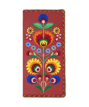 Load image into Gallery viewer, Embroidered Polska Flower Large Slim Wallet- Red