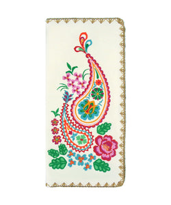 Paisley Pattern Embroidered Large Wallet