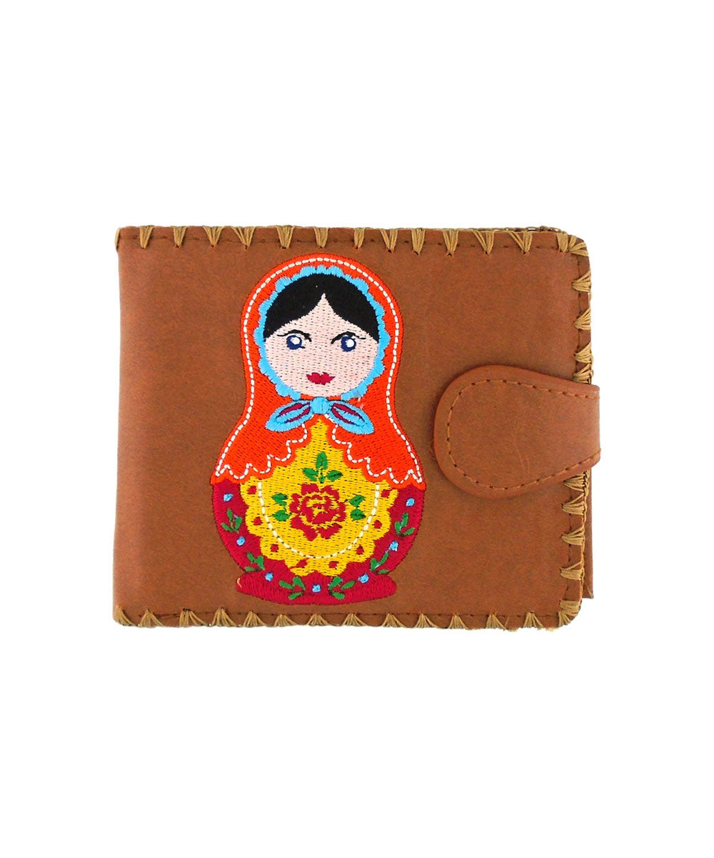 Embroidered Matryoshka Doll Medium Wallet