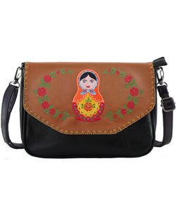 Embroidered Matryoshka Doll Clutch/Cross Body Bag