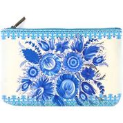 Ukrainian Petrykivka style flower print makeup pouch