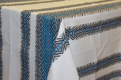Blue Stripe Woven Tablecloth 59
