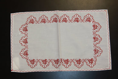 Embroidered Red Roses Napkin 16.25