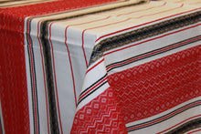 Load image into Gallery viewer, Red &amp; Black Stripe Woven Tablecloth 67&quot; x 43&quot;