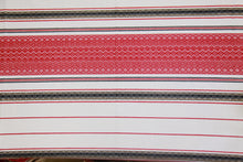 Load image into Gallery viewer, Red &amp; Black Stripe Woven Tablecloth 57&quot; x 137&quot;