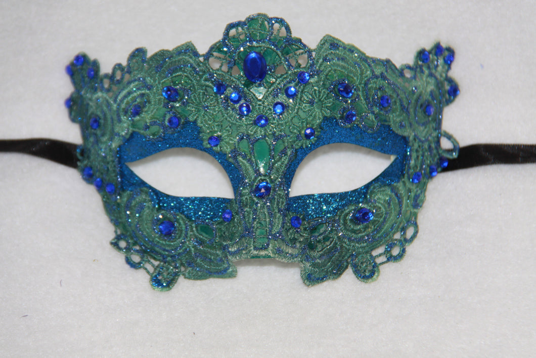 Lace Masquerade Mask Blue