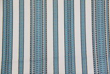 Load image into Gallery viewer, Blue &amp; Grey Stripe Woven Tablecloth 56&quot; x 48&quot;
