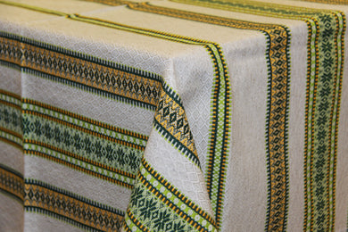 Green Stripe Woven Tablecloth 58