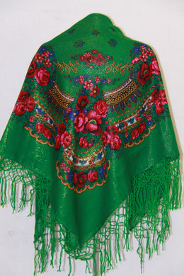 Traditional Gold Thread Hustka Green