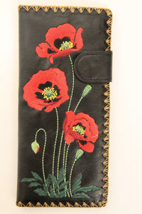 Large Embroidered Poppy Wallet