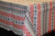 Load image into Gallery viewer, Red &amp; Grey Stripe Woven Tablecloth 62&quot; x 112&quot;