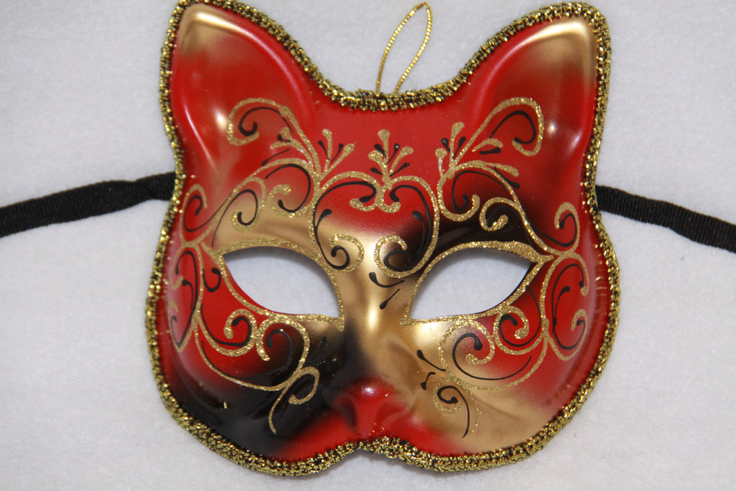 Cat Masquerade Face Mask Red