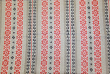 Load image into Gallery viewer, Red &amp; Grey Stripe Woven Tablecloth 62&quot; x 91&quot;