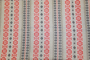 Red & Grey Stripe Woven Tablecloth 62" x 91"