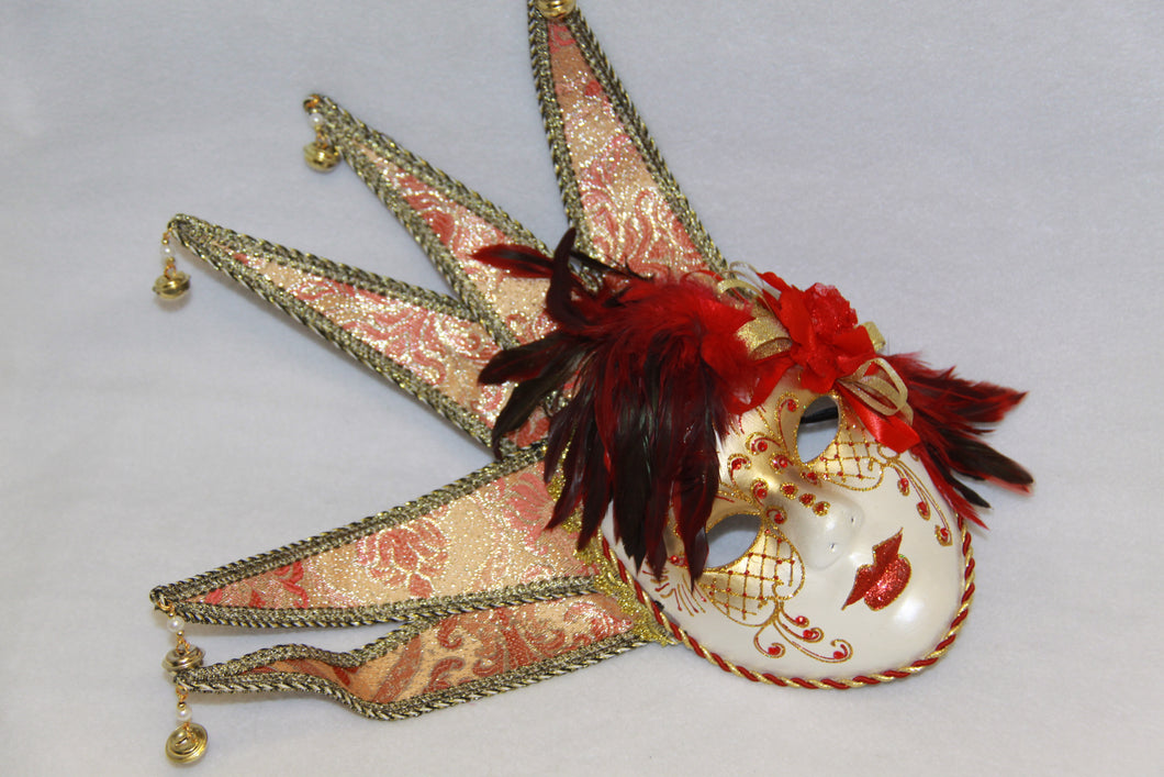 Masquerade Mask Feather Red