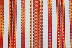 Red & Gold Stripe Woven Tablecloth 44" x 44"