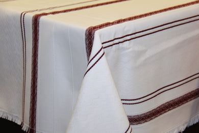 Burgundy Stripe Woven Tablecloth 41