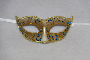 Masquerade Mask Blue & Gold
