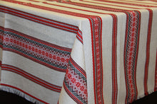 Load image into Gallery viewer, Red &amp; Black Natural look Woven Tablecloth 50&quot; x 45&quot;