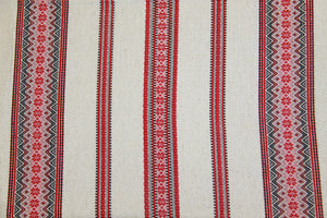 Red & Black Natural look Woven Tablecloth 67" x 45"