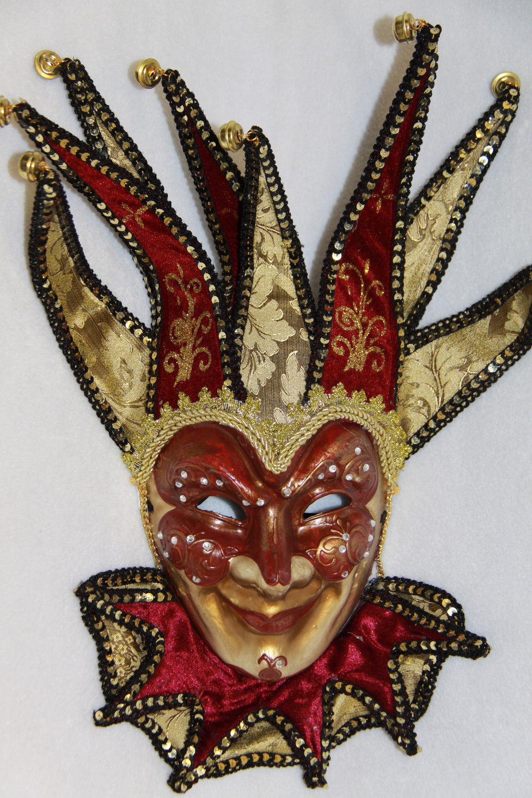 Jester Masquerade Mask Burgundy
