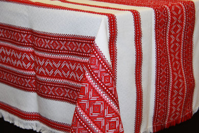 Red Woven Tablecloth 84