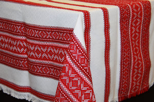 Red Woven Tablecloth 56" x 140"