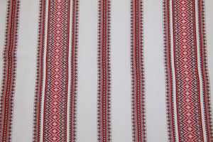 Red & Black Stripe Woven Tablecloth 59" x 69"