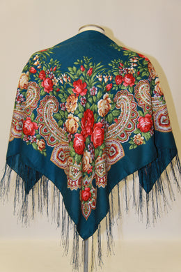 Silk Hustka Traditional Teal