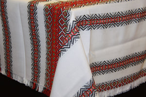 Red & Green Stripe Woven Tablecloth 57" x 47"
