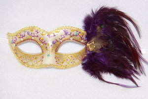 Feather Masquerade Mask Purple & Gold