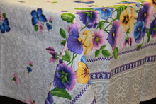 Load image into Gallery viewer, Printed Pansy Tablecloth 7&#39;2 x 5