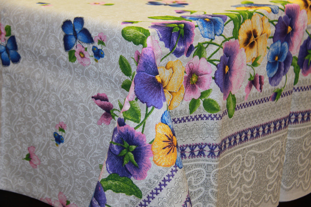 Printed Pansy Tablecloth 7'2 x 5
