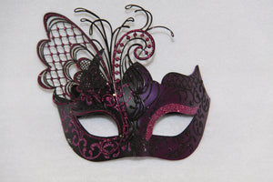 Masquerade Mask Purple Metal Butterfly