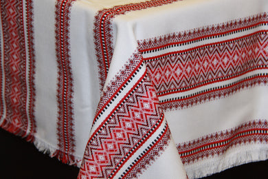 Red Woven Tablecloth 55