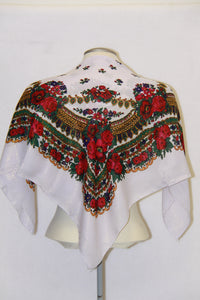 Ukrainian Traditional Gold Thread Hustka White