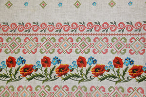 Printed Poppy Embroidery Tablecloth 5' x 4'