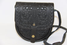 Load image into Gallery viewer, Hand Embossed Leather Shoulder Bag Black