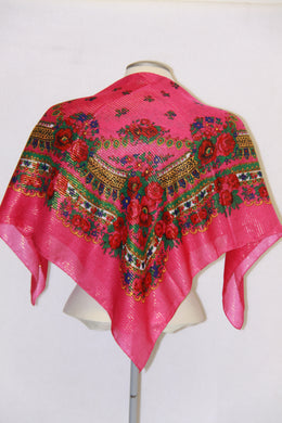 Ukrainian Traditional Gold Thread Hustka Pink