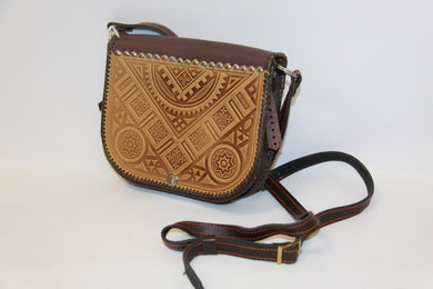 Hand Embossed Leather Cross Body Bag