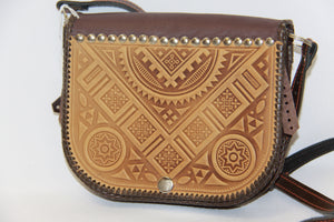 Hand Embossed Leather Cross Body Bag
