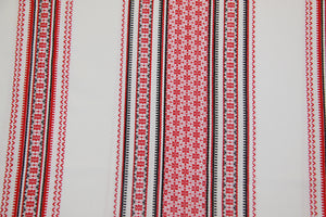 Red & Black Woven Tablecloth 79" x 58"