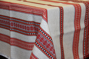 Red Natural look Woven Tablecloth 60" x 126"