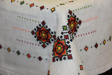 Load image into Gallery viewer, Hand Embroidered Natural Linen Tablecloth 58.5&quot; x 56.5&quot;